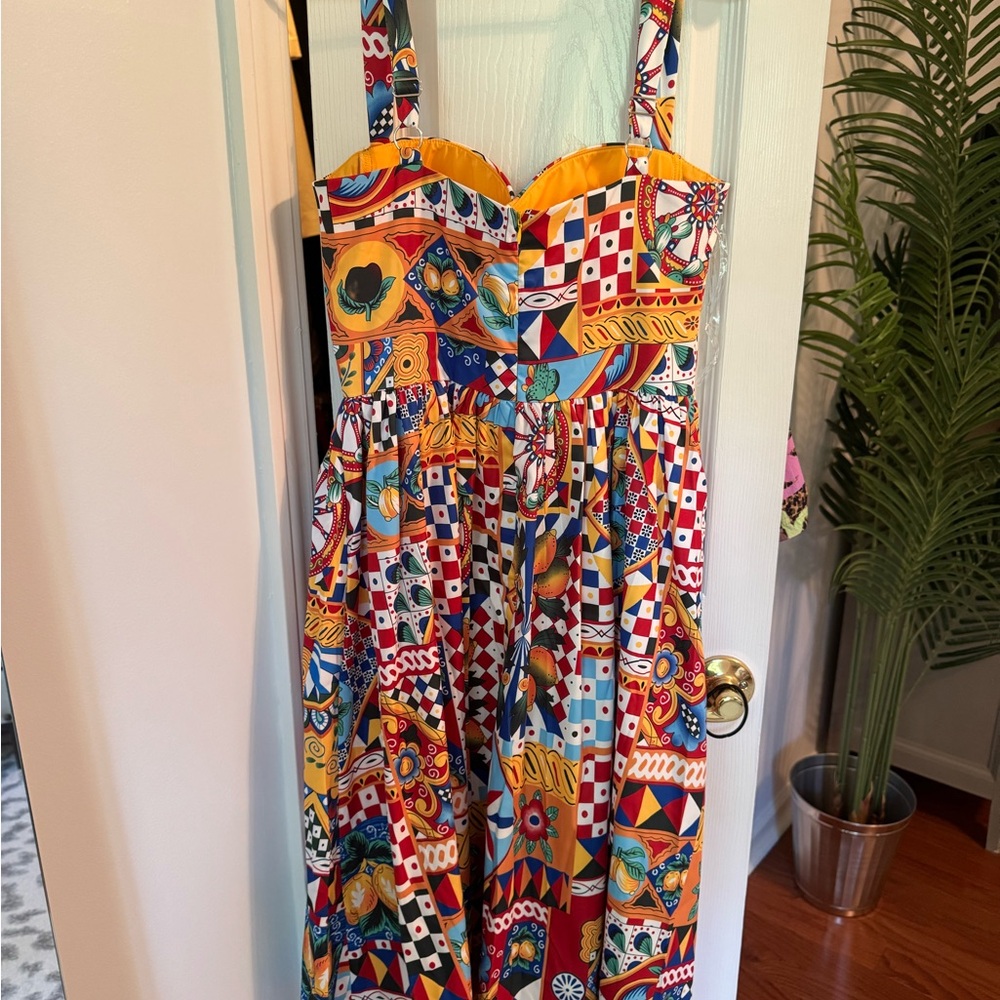 Fashion Nova Multicolor Patchwork Midi Dress - image 2